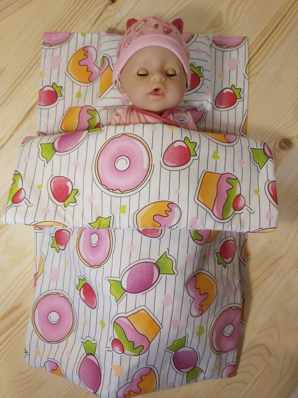 Кукольное постельное белье для Baby Born "Пончики и конфетки"